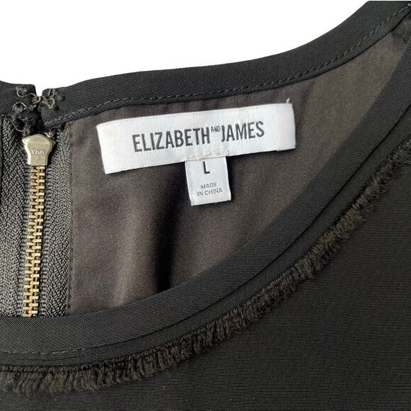 Elizabeth and James Black Sleeveless Sheer Silk Trim Blouse Crop Top - Large - Picture 3 of 12